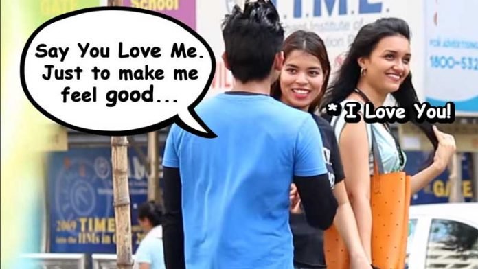 VIDEO: asking girls to say i love you prank